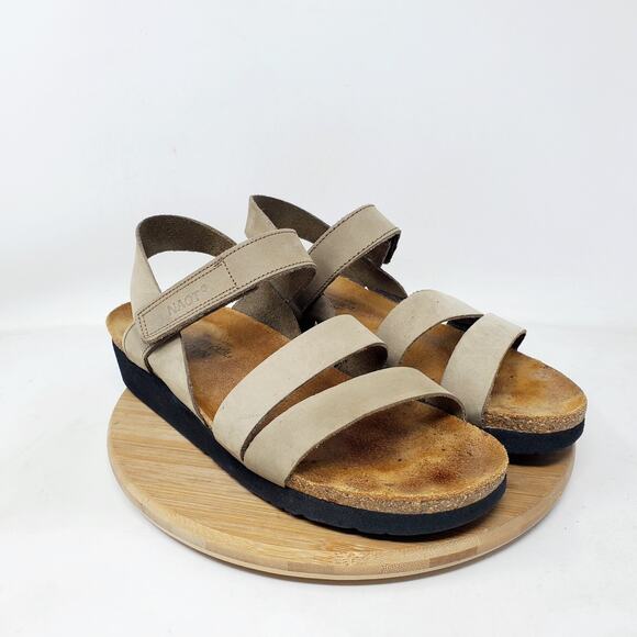 Naot Sandals Womens 39 Kayla Brown Leather Strappy Low Wedge Comfort Shoes - Picture 2 of 14